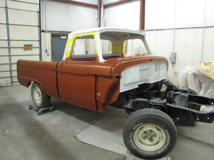 66 custom F100 Bed and Cab after being painted